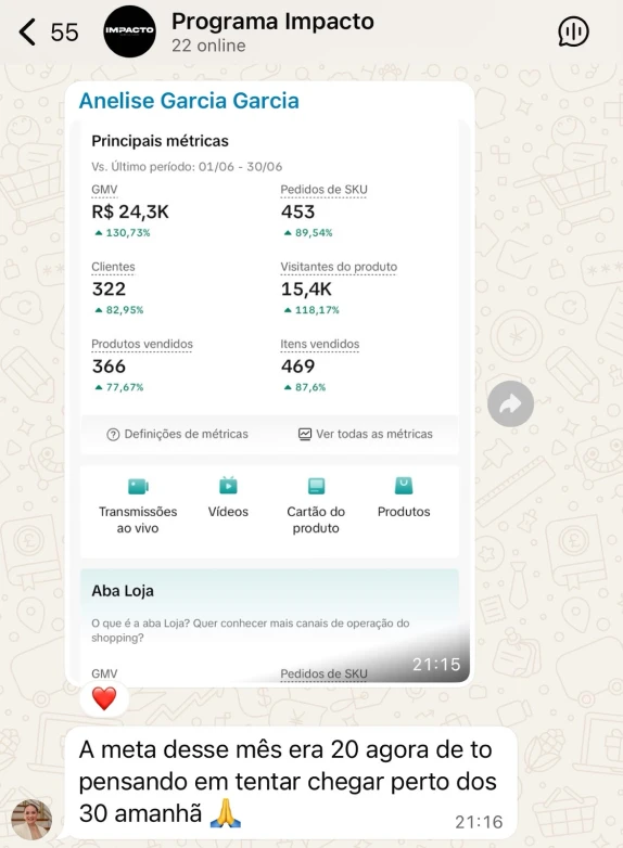 Depoimento de aluna