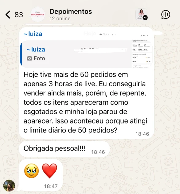 Depoimento de aluna